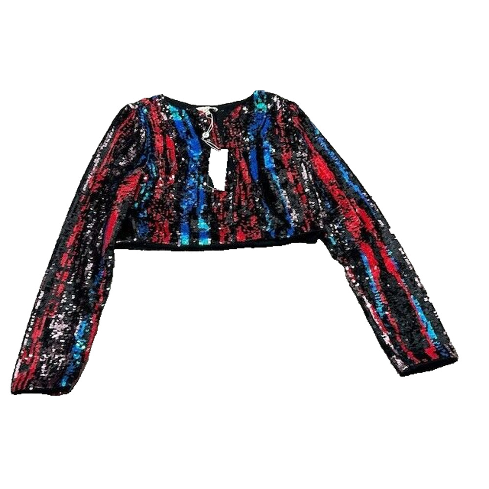 NWT Anthropologie Lenon Womens‎ Sequin Jacket Long Sleeve Lined Black Size S